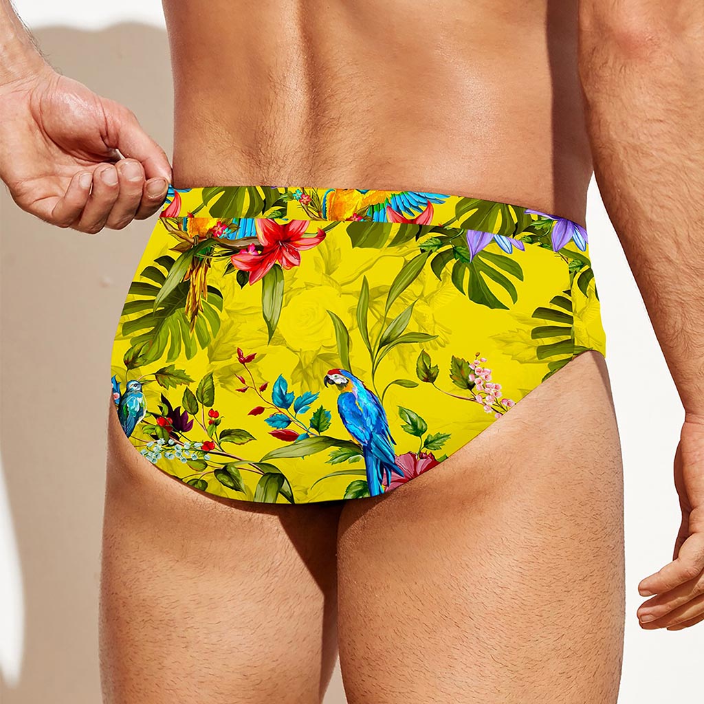 Parrot Tropical Pattern Print Men's Swim Briefs