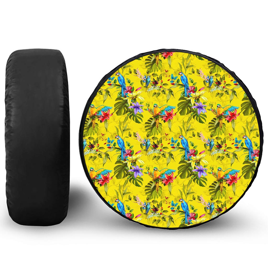 Parrot Tropical Pattern Print Tire Cover