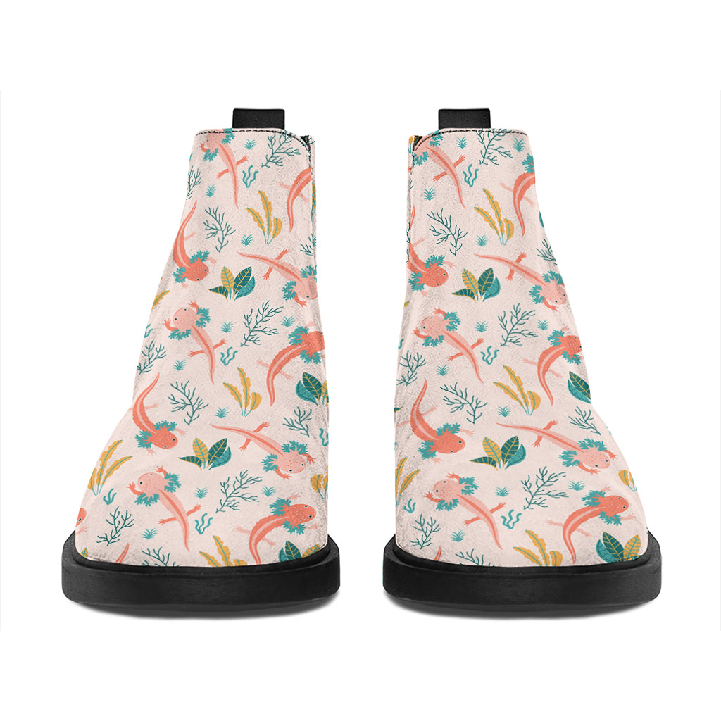 Pastel Axolotl Pattern Print Flat Ankle Boots