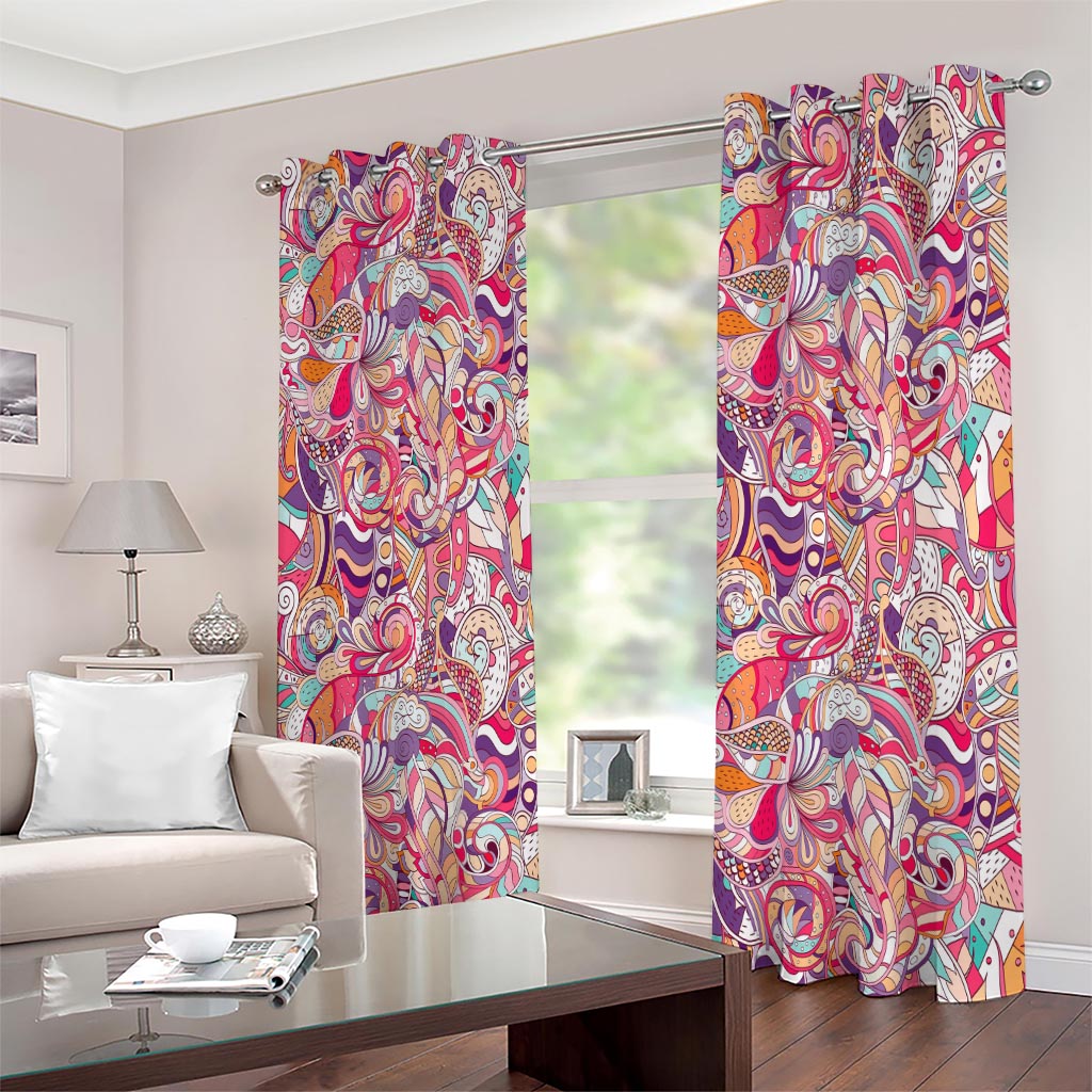 Pastel Bohemian Floral Pattern Print Extra Wide Grommet Curtains