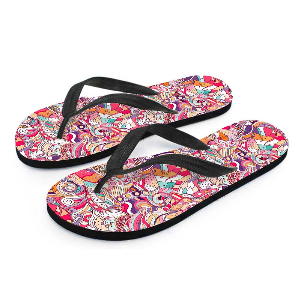 Pastel Bohemian Floral Pattern Print Flip Flops