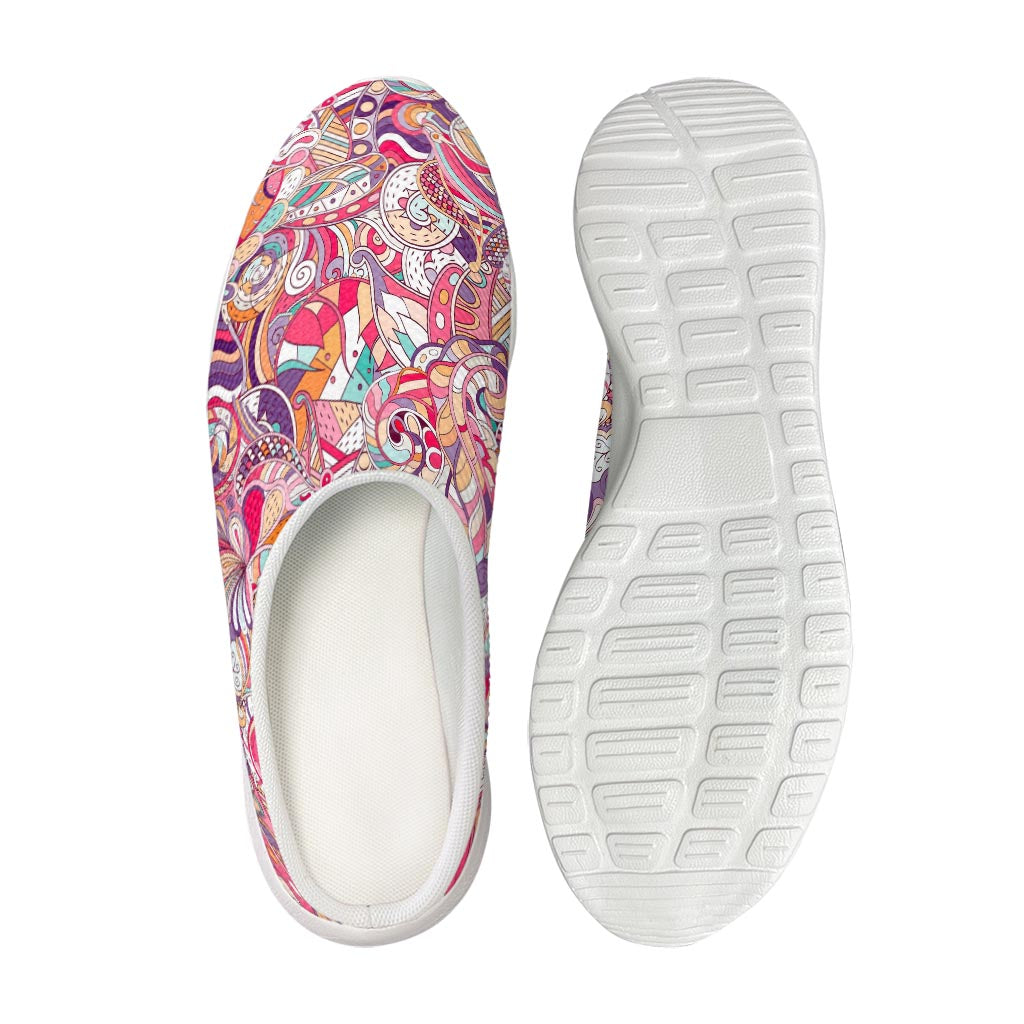 Pastel Bohemian Floral Pattern Print Mesh Casual Shoes