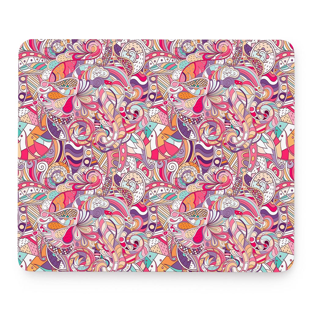 Pastel Bohemian Floral Pattern Print Mouse Pad