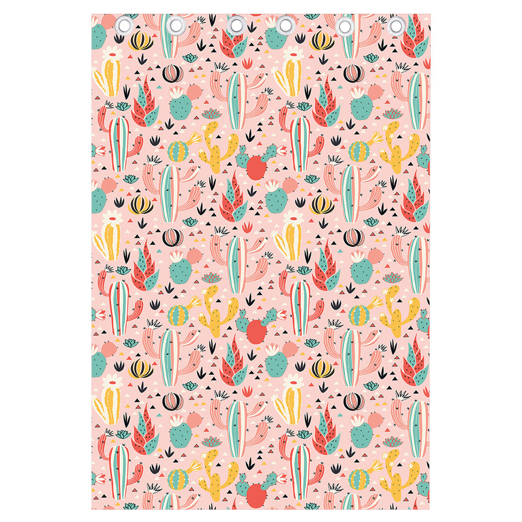 Pastel Cactus And Succulent Print Curtain