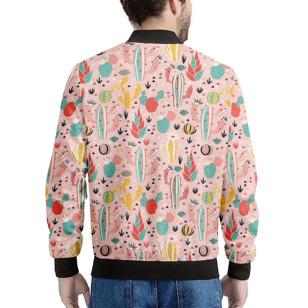 Pastel Cactus And Succulent Print Men's Bomber Jacket