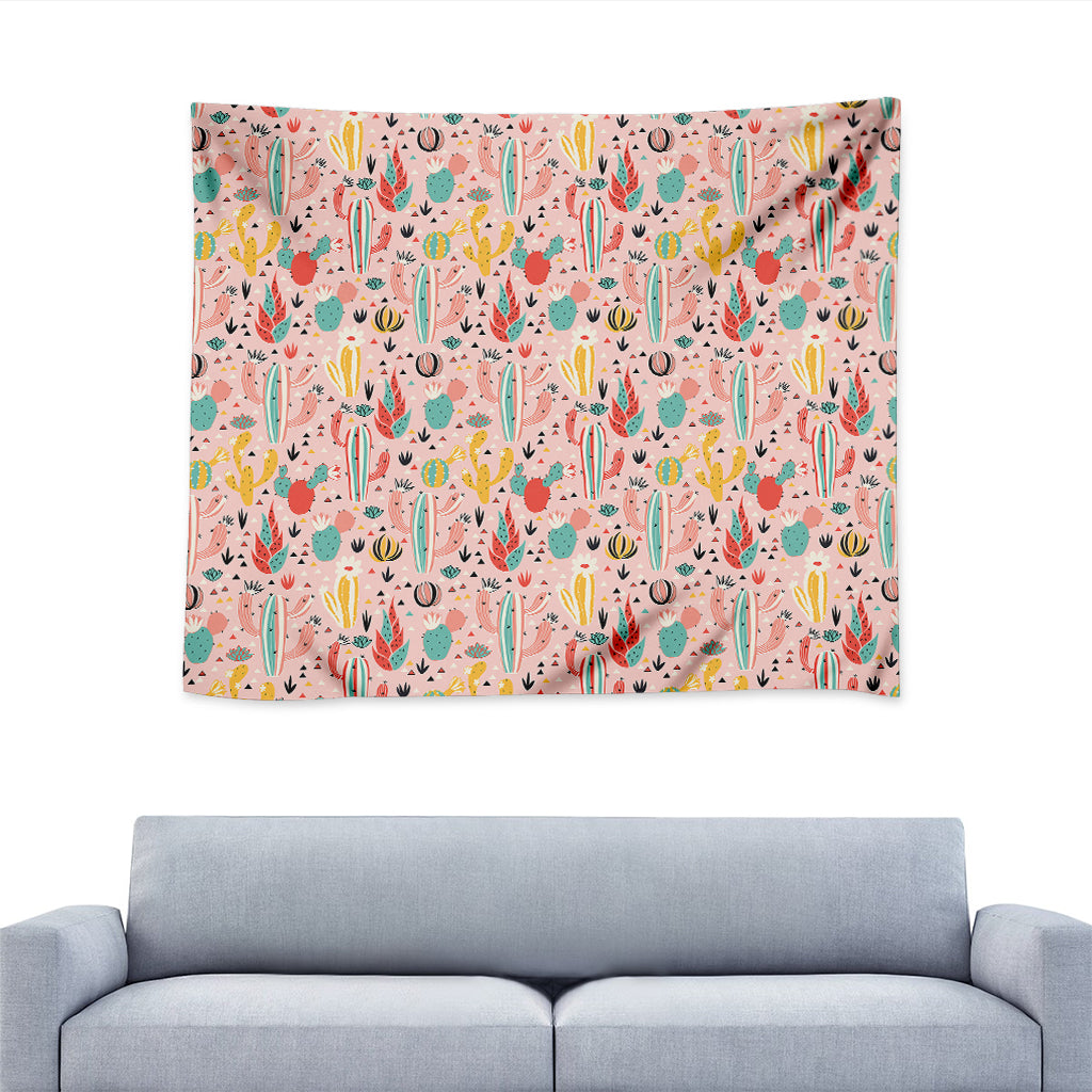 Pastel Cactus And Succulent Print Tapestry