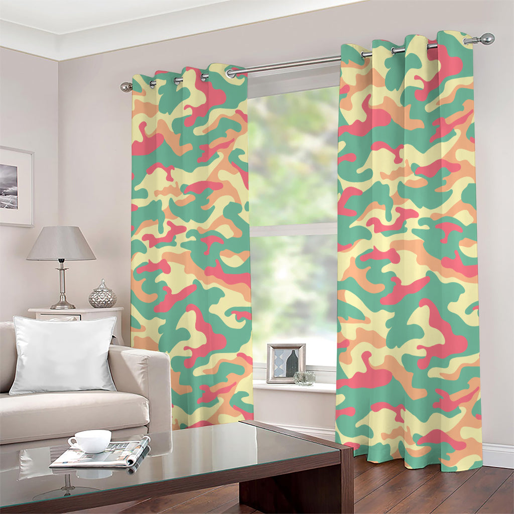 Pastel Camouflage Print Extra Wide Grommet Curtains