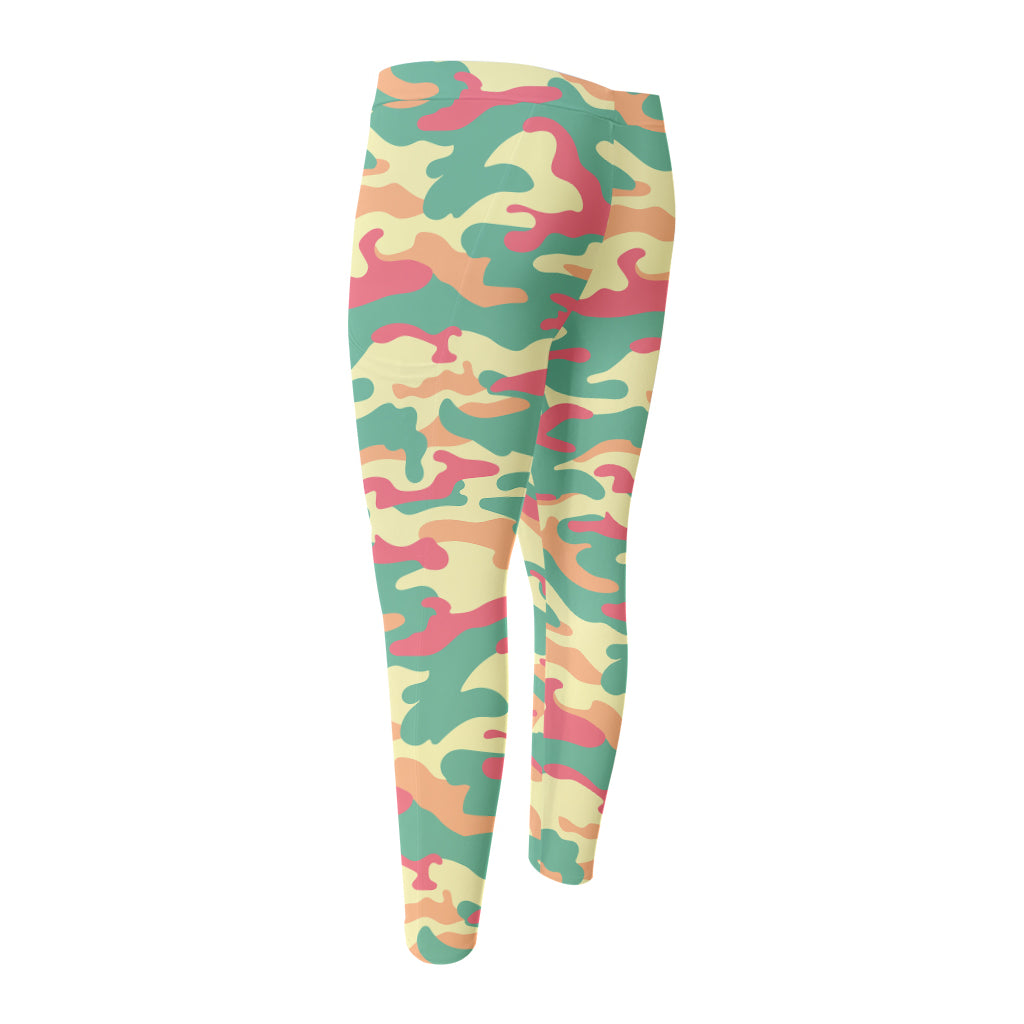 Pastel Camouflage Print Men's Compression Pants