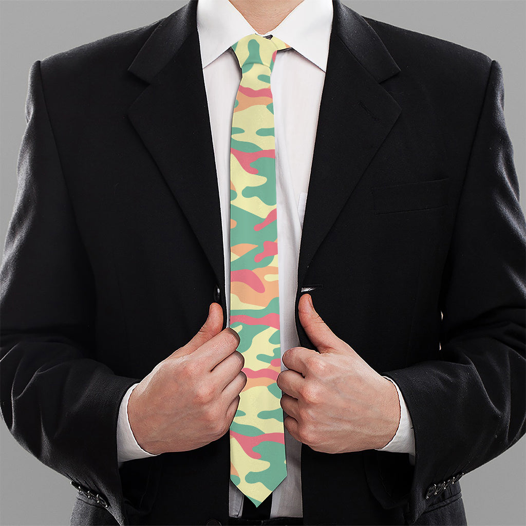 Pastel Camouflage Print Necktie