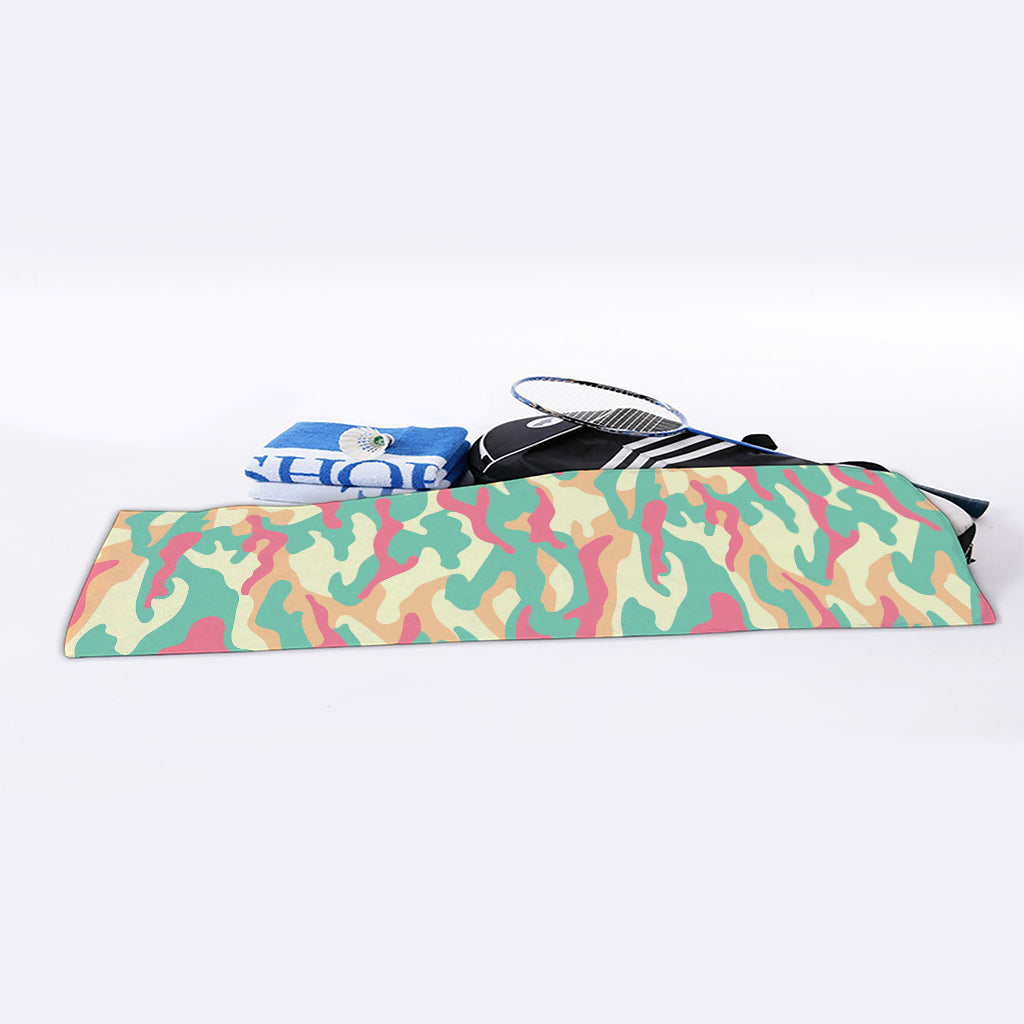 Pastel Camouflage Print Sports Towel