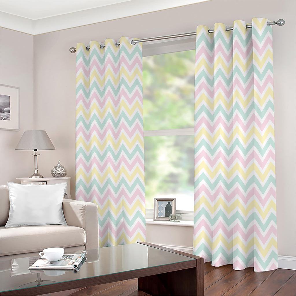 Pastel Chevron Pattern Print Extra Wide Grommet Curtains