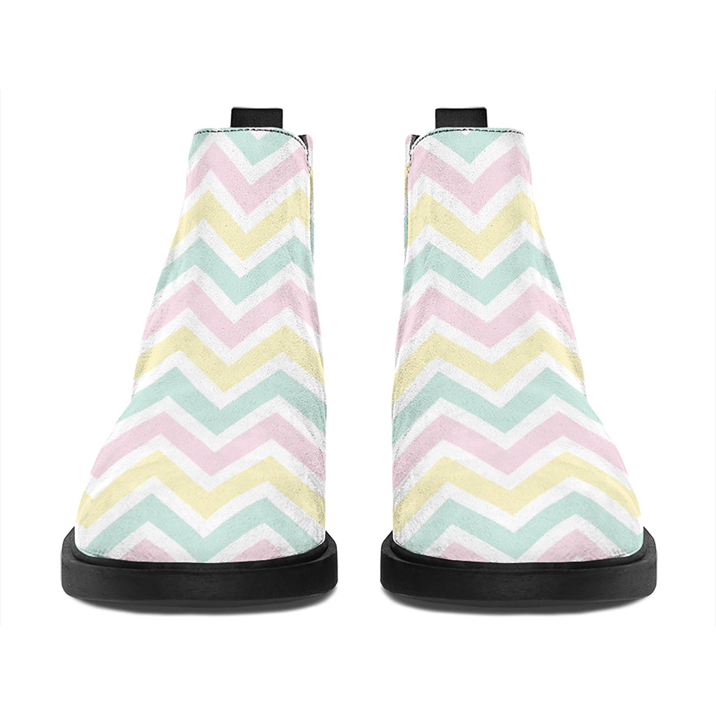 Pastel Chevron Pattern Print Flat Ankle Boots