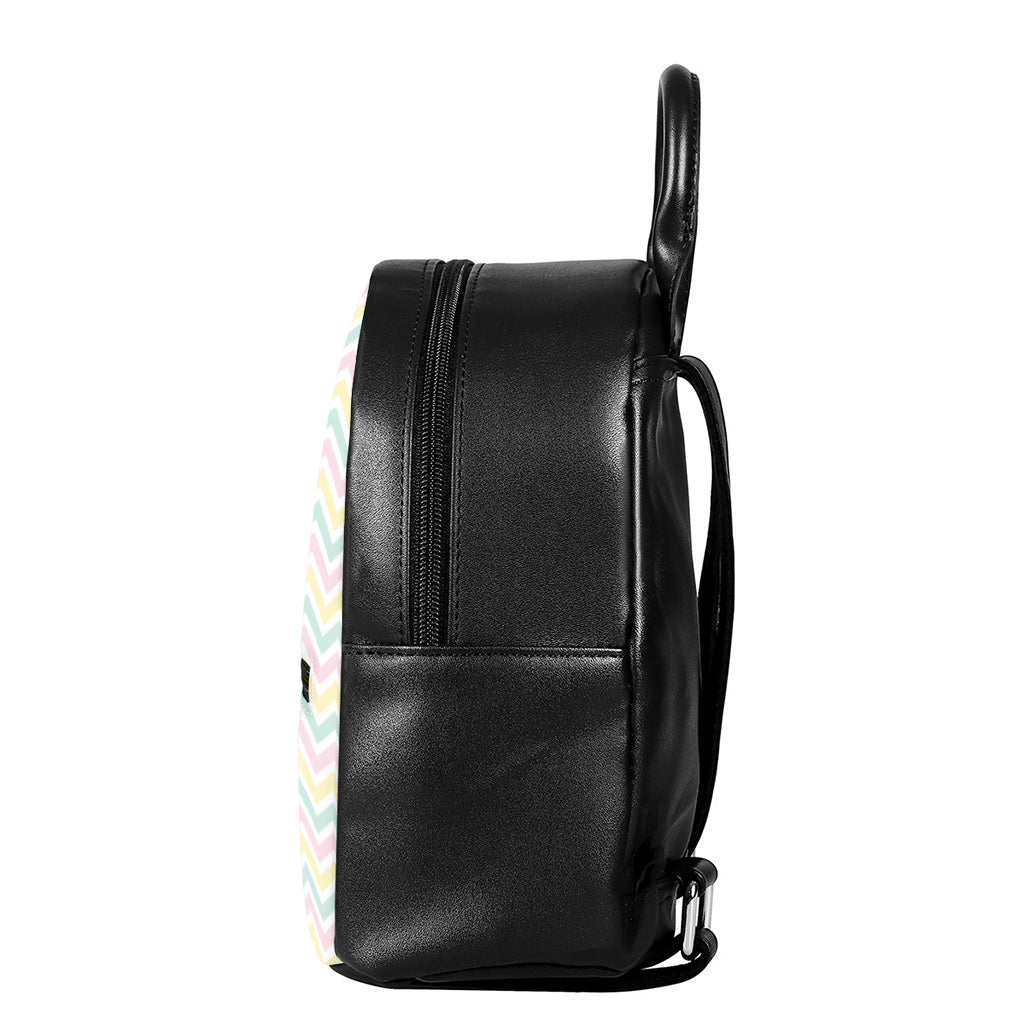 Pastel Chevron Pattern Print Leather Backpack