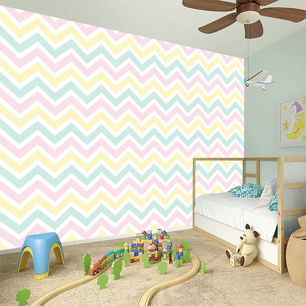 Pastel Chevron Pattern Print Wall Sticker