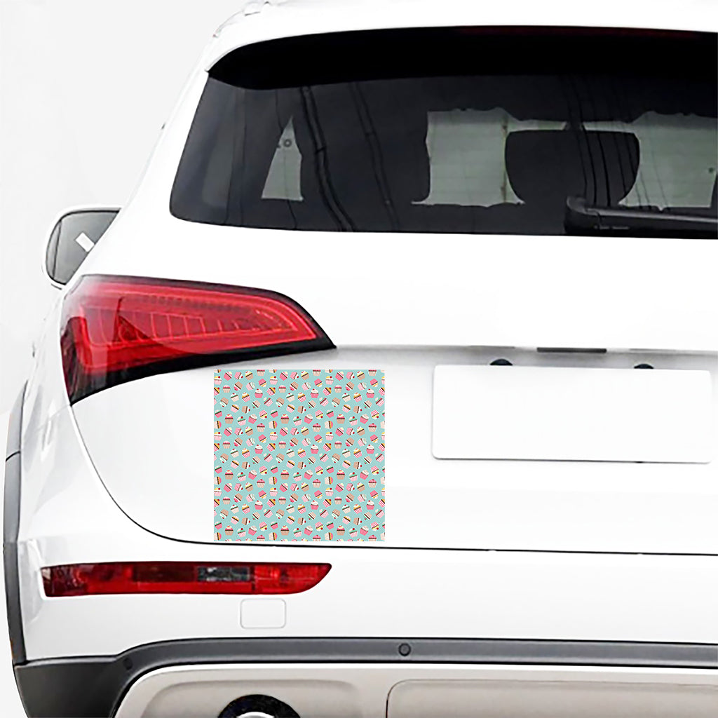 Pastel Cupcake Pattern Print Car Sticker