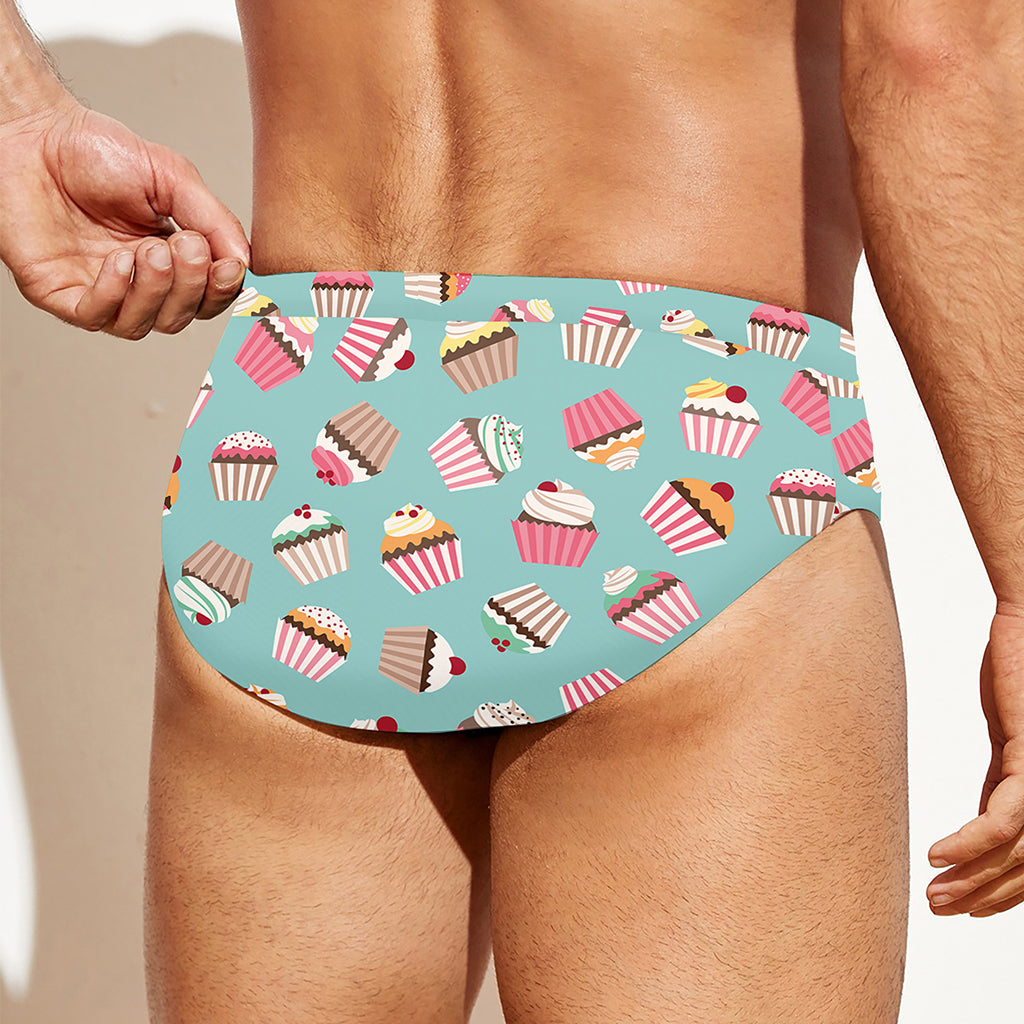 Pastel Cupcake Pattern Print Men's Swim Briefs
