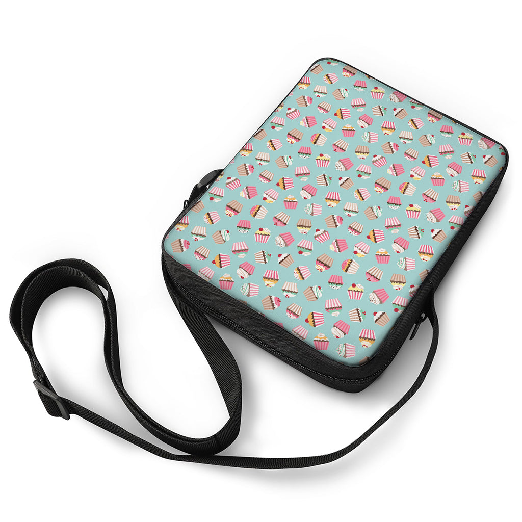 Pastel Cupcake Pattern Print Rectangular Crossbody Bag
