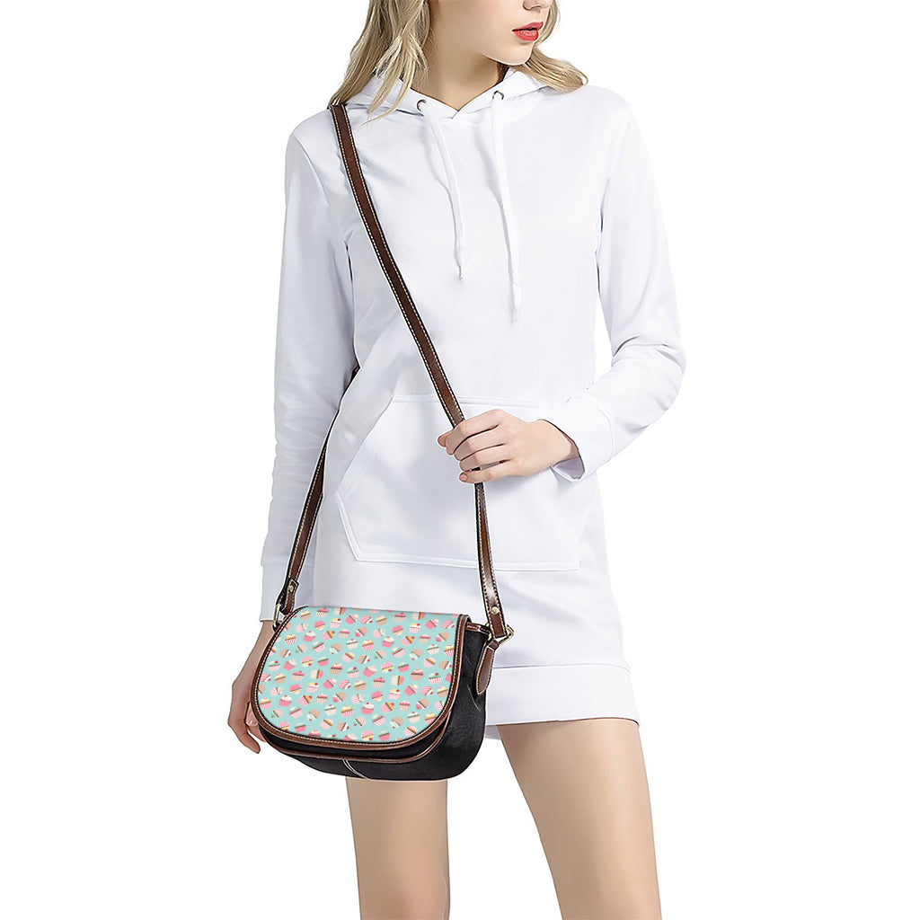 Pastel Cupcake Pattern Print Saddle Bag