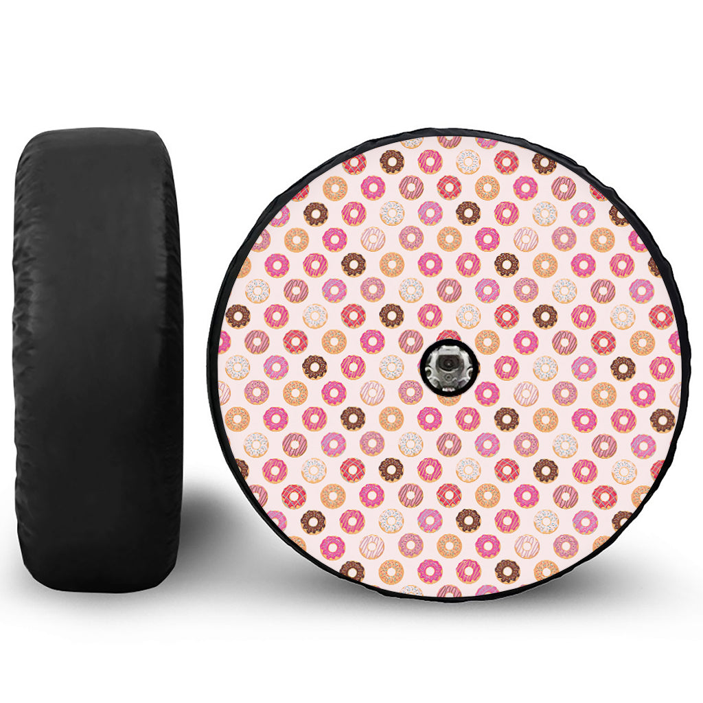 Pastel Donut Pattern Print Tire Cover With Camera Hole