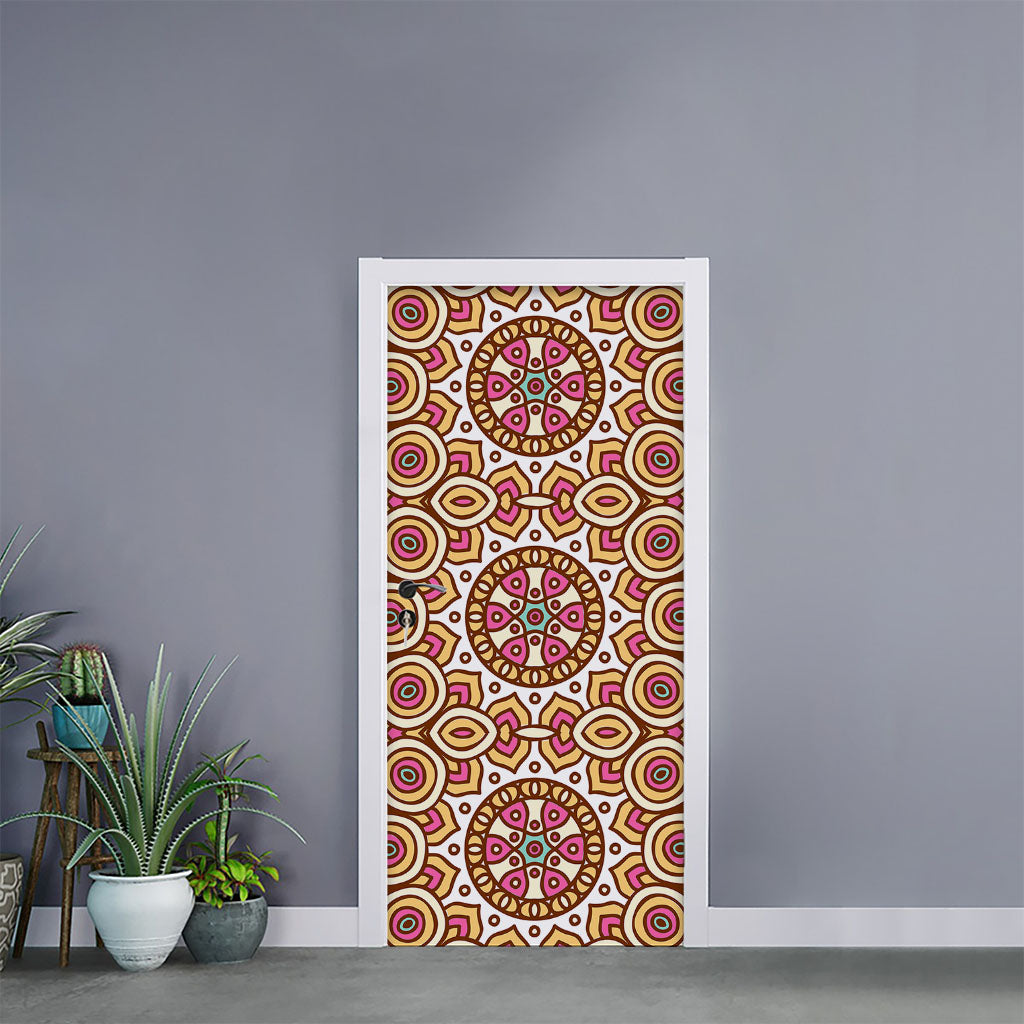 Pastel Ethnic Mandala Print Door Sticker