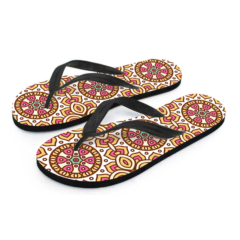 Pastel Ethnic Mandala Print Flip Flops