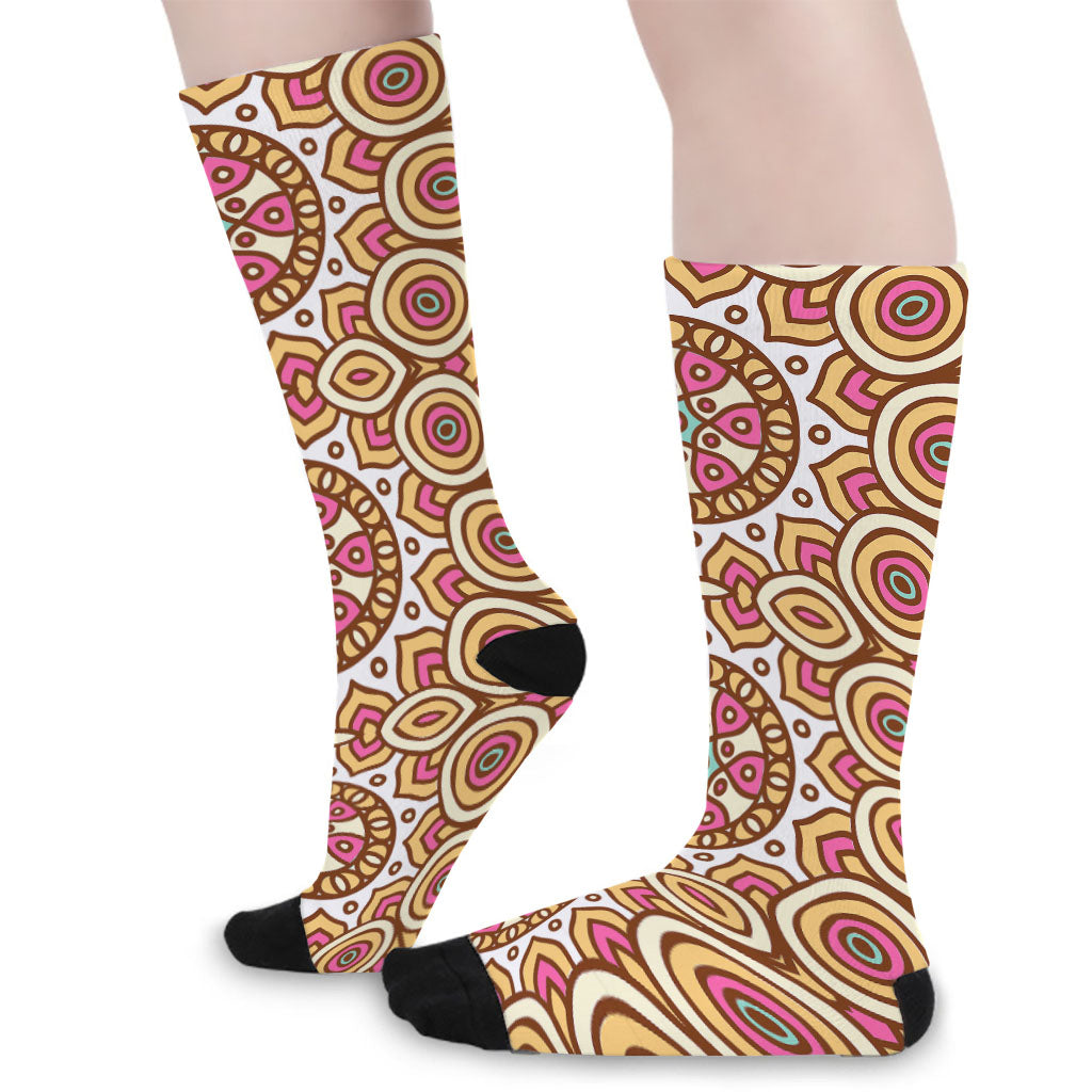 Pastel Ethnic Mandala Print Long Socks