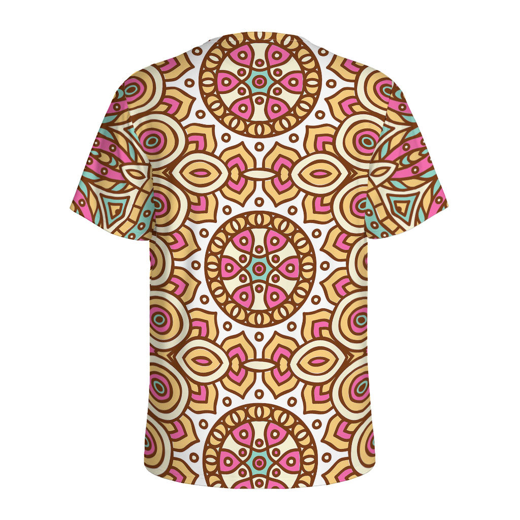 Pastel Ethnic Mandala Print Men's Sports T-Shirt