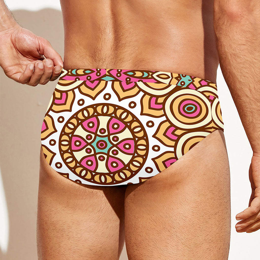 Pastel Ethnic Mandala Print Men's Swim Briefs
