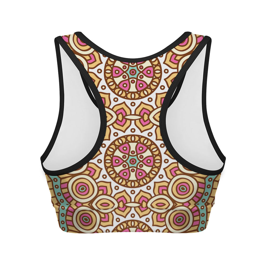 Pastel Ethnic Mandala Print Women's Sports Bra