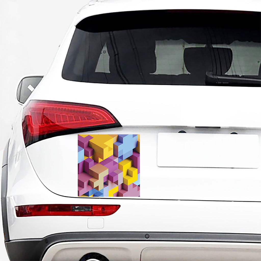 Pastel Geometric Cubic Print Car Sticker