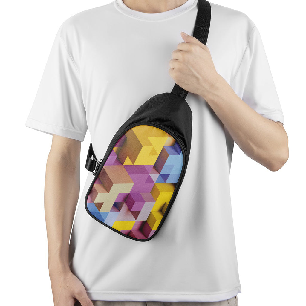 Pastel Geometric Cubic Print Chest Bag