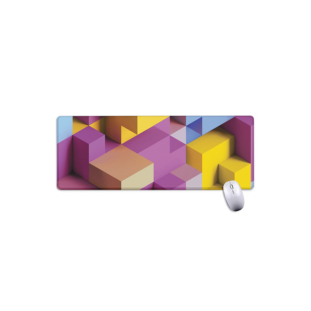 Pastel Geometric Cubic Print Extended Mouse Pad