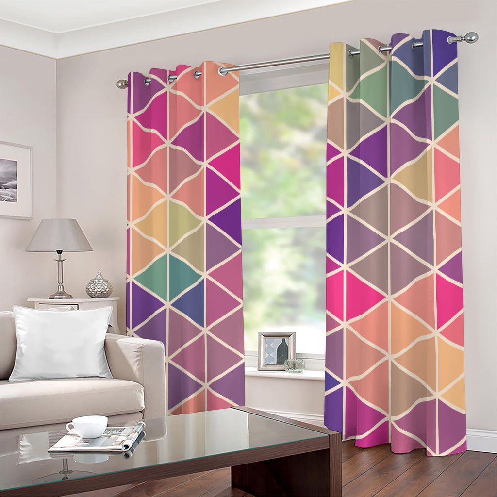 Pastel Geometric Shape Pattern Print Extra Wide Grommet Curtains