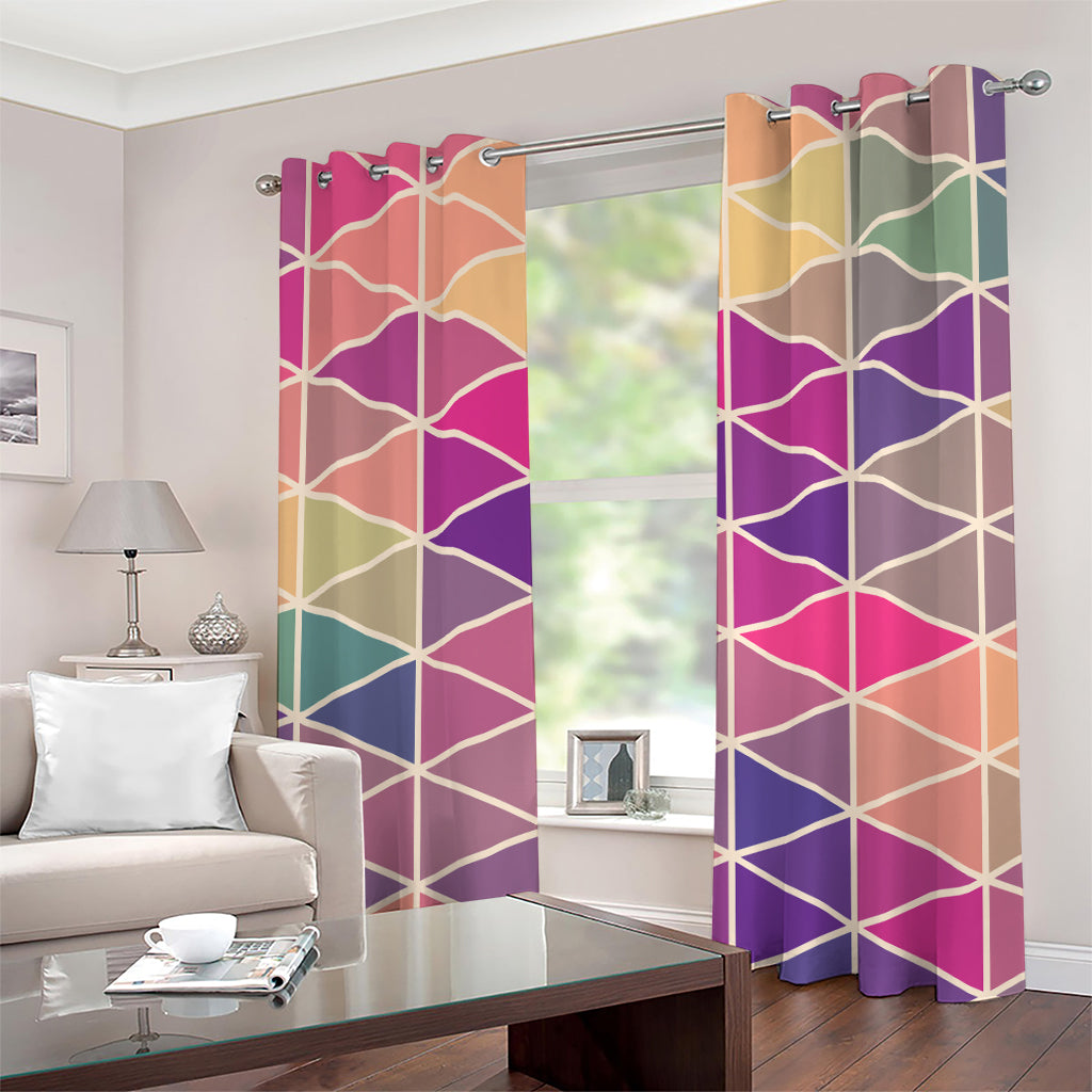 Pastel Geometric Shape Pattern Print Grommet Curtains