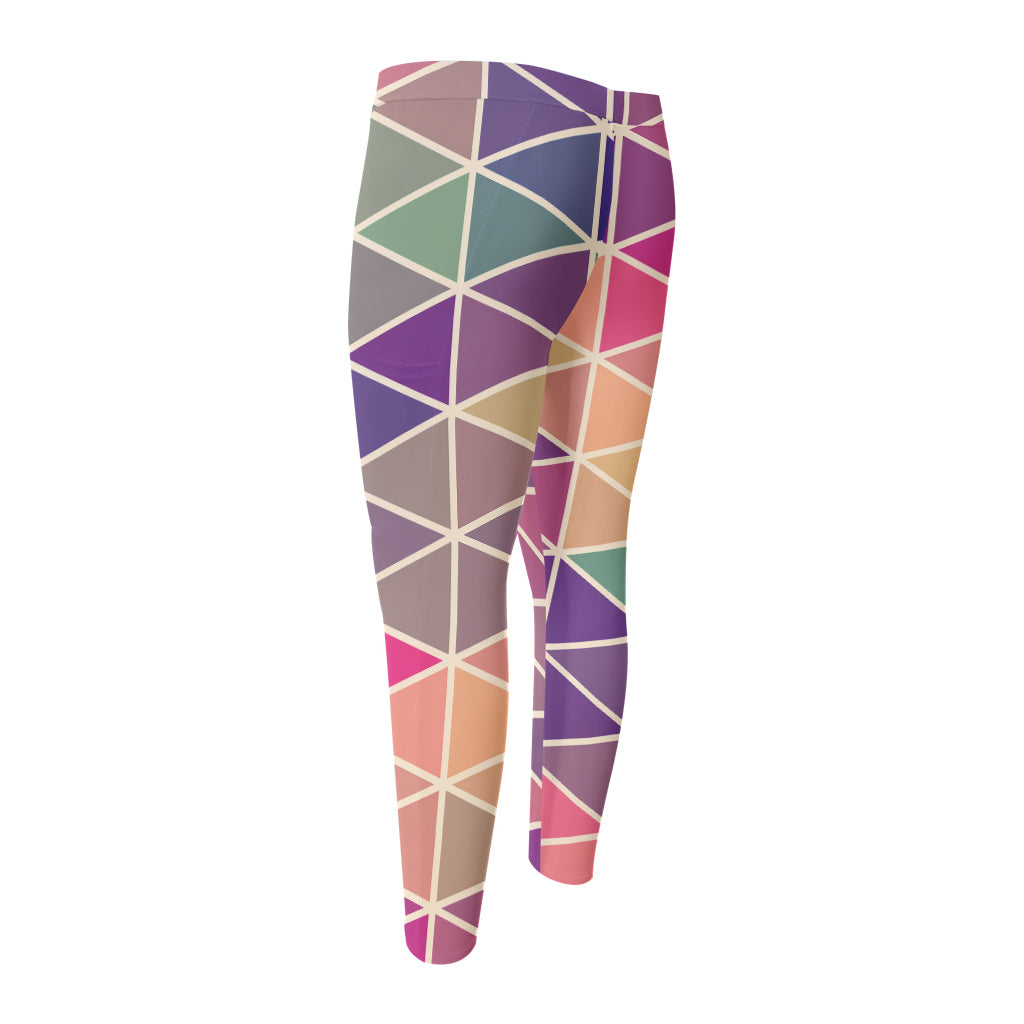 Pastel Geometric Shape Pattern Print Men's Compression Pants