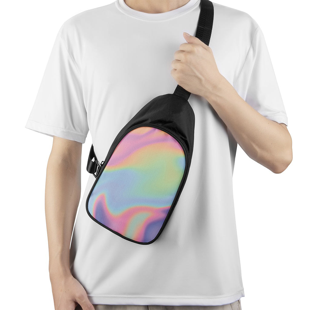Pastel Holographic Print Chest Bag