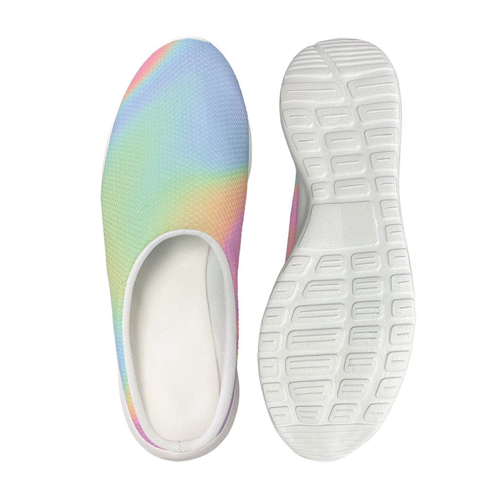 Pastel Holographic Print Mesh Casual Shoes
