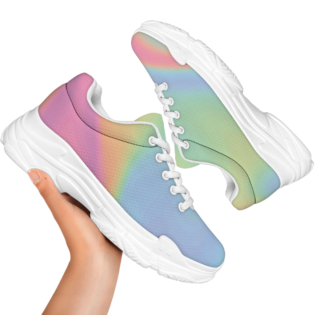 Pastel Holographic Print White Chunky Shoes