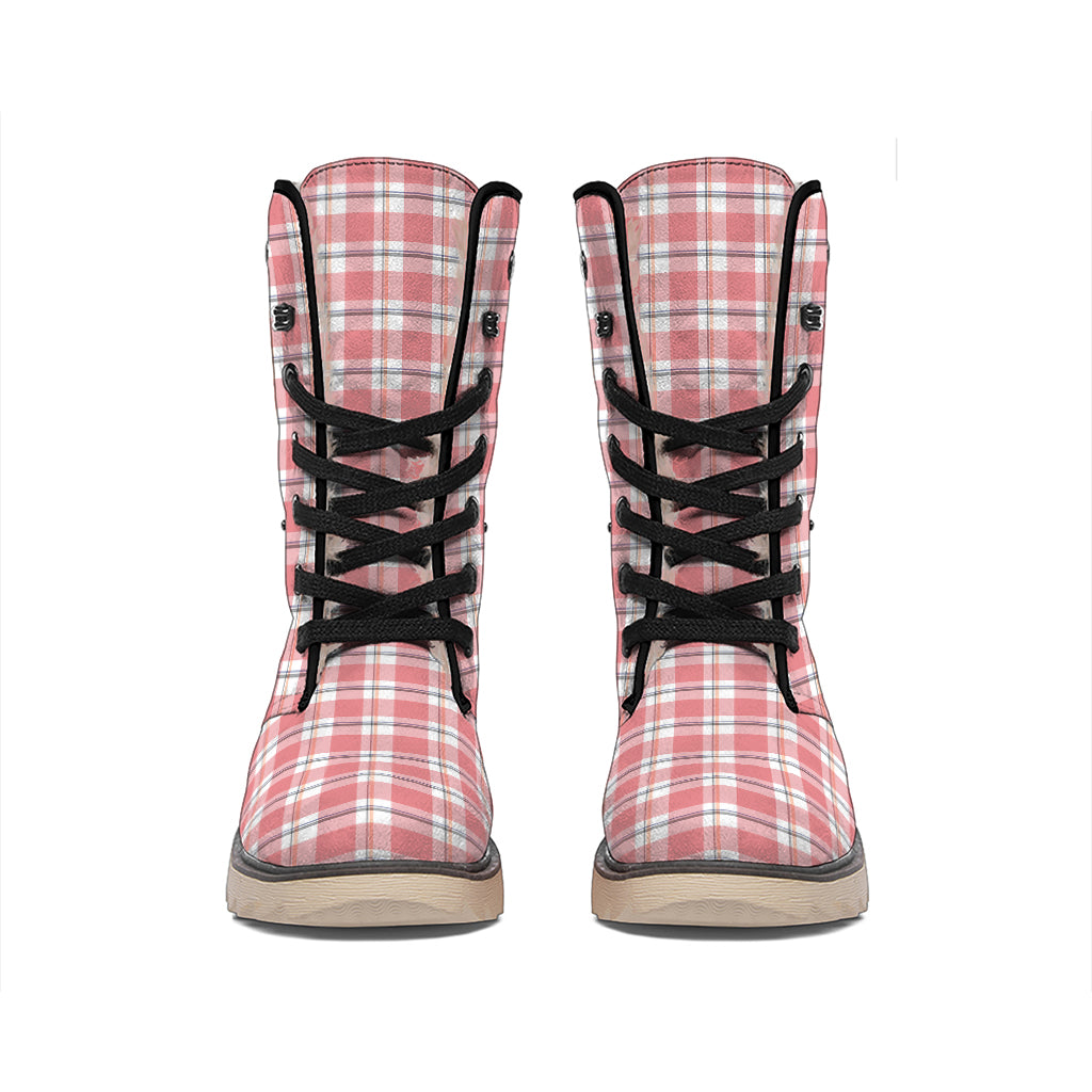 Pastel Madras Pattern Print Winter Boots