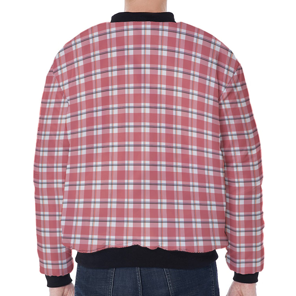 Pastel Madras Pattern Print Zip Sleeve Bomber Jacket