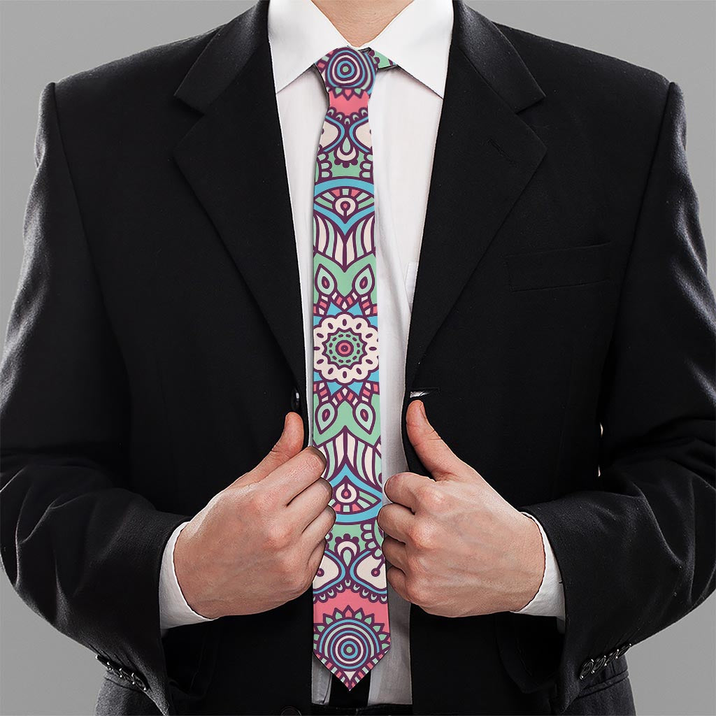 Pastel Mandala Bohemian Pattern Print Necktie
