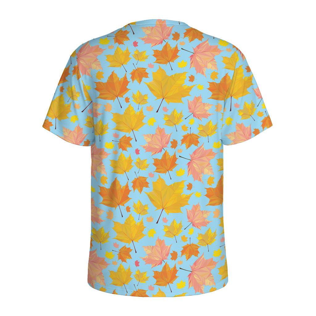 Pastel Maple Leaves Pattern Print Men's Sports T-Shirt