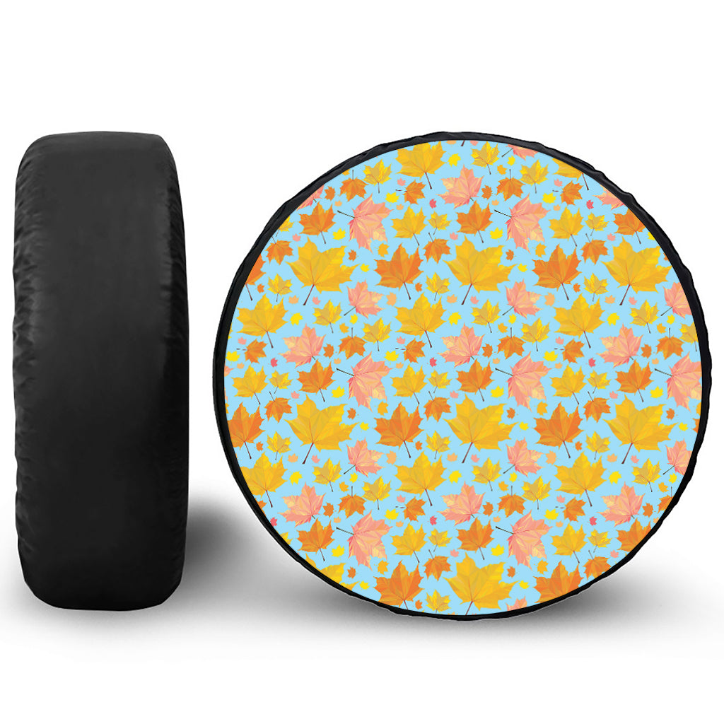 Pastel Maple Leaves Pattern Print Tire Cover