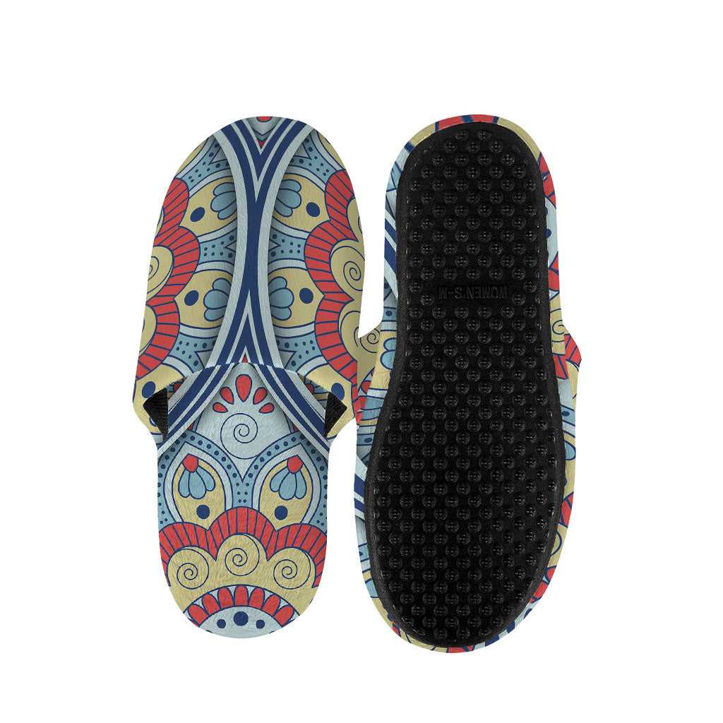 Pastel Ornament Mandala Print Slippers