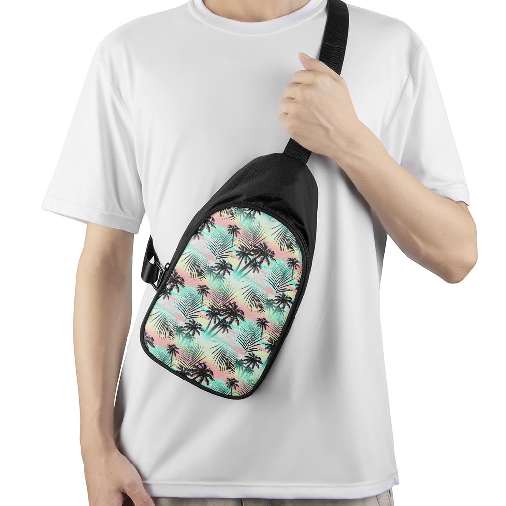 Pastel Palm Tree Pattern Print Chest Bag