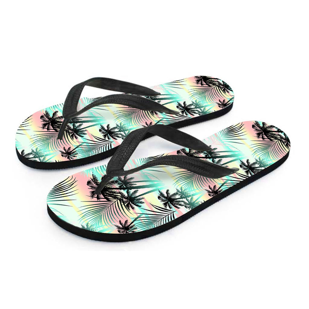 Pastel Palm Tree Pattern Print Flip Flops