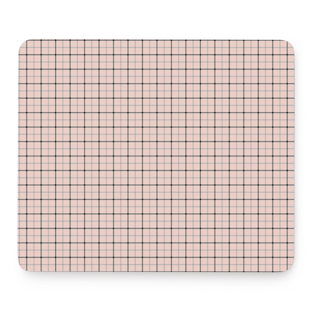 Pastel Pink And Black Tattersall Print Mouse Pad