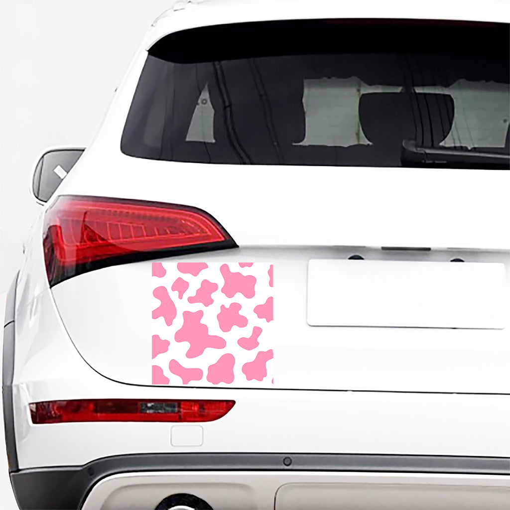Pastel Pink And White Cow Print Car Sticker