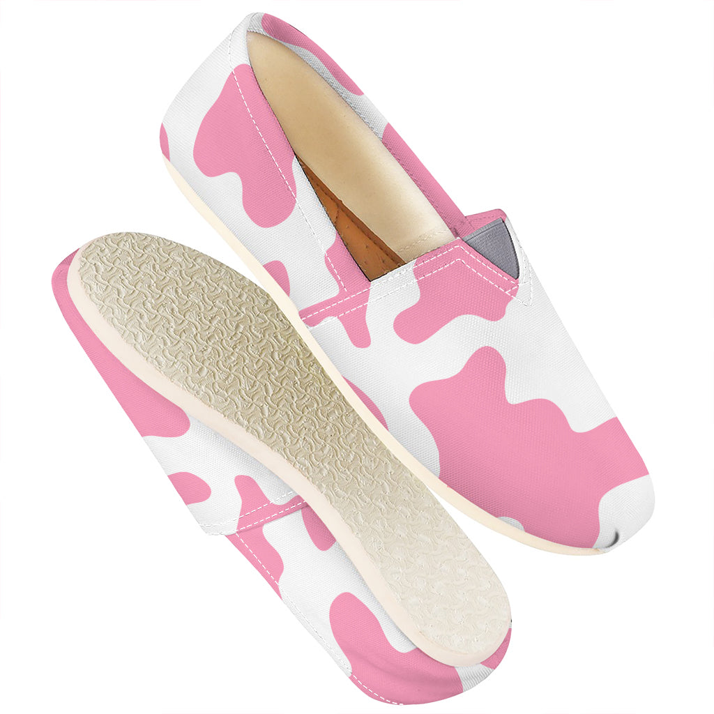 Pastel Pink And White Cow Print Casual Shoes