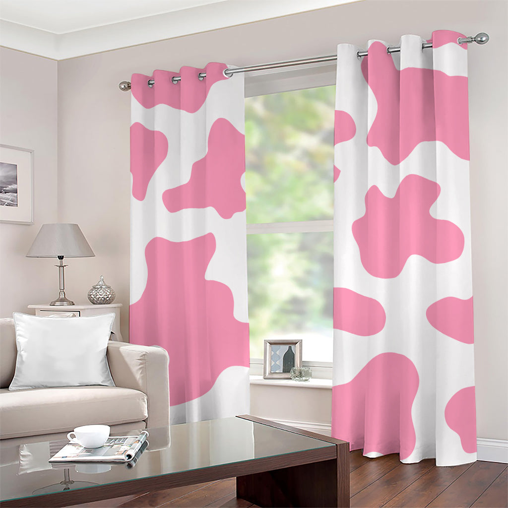 Pastel Pink And White Cow Print Grommet Curtains